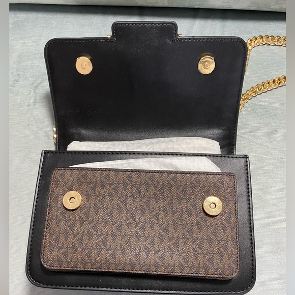 NWT Michael Kors, Heather Brown, multi tiger and leather gold Crossbody bag $398 - Picture 16 of 17